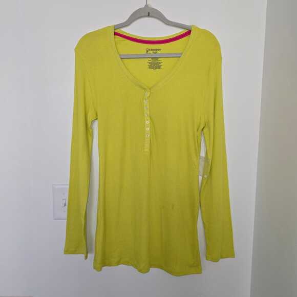 No Boundaries Tops - NWOT Women's Vintage Y2K Henley Top Size XXL Girls Lime Scoop Neck Long Sleeve